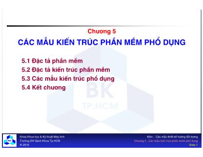 Bài giảng Các mẫu thiết kế hướng đối tượng - Chương 5: Các mẫu kiến trúc phần mềm phổ dụng