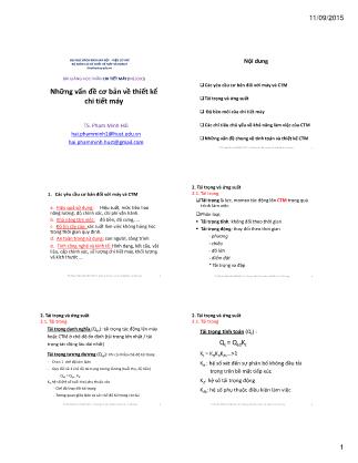 Bài giảng Chi tiết máy - Chương 1: Những vấn đề cơ bản về thiết kế chi tiết máy - Phạm Minh Hải