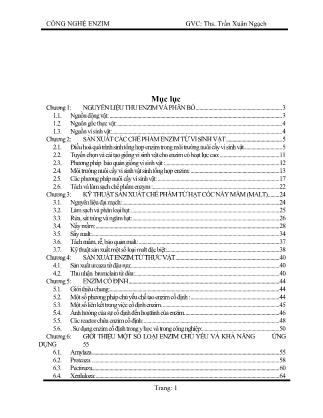Bài giảng Công nghệ enzim - Trần Xuân Ngạch (Phần 1)