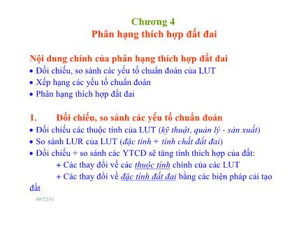 Bài giảng Đánh giá đất đai - Chương 4: Phân hạng thích hợp đất đai