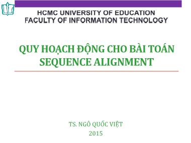 Bài giảng Giải thuật nâng cao - Chương 3: Quy hoạch động cho bài toán - Ngô Quốc Việt
