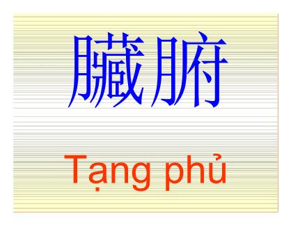 Bài giảng Hán tự - Bài 18: Tạng phủ
