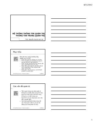 Bài giảng Hệ thống thông tin quản trị - Chương 1: Thông tin trong quản trị - Nguyễn Huỳnh Anh Vũ
