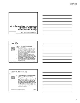 Bài giảng Hệ thống thông tin quản trị - Chương 3: Hệ thống thông tin trong doanh nghiệp - Nguyễn Huỳnh Anh Vũ