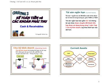 Bài giảng Kế toán tài chính - Chương 2: Kế toán tiền và các khoản phải thu - Nguyễn Thị Kim Cúc
