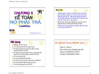 Bài giảng Kế toán tài chính - Chương 5: Kế toán nợ phải trả - Nguyễn Thị Kim Cúc