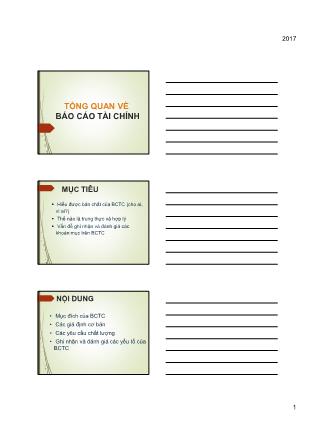 Bài giảng Kiểm toán 1 - Chương 1: Tổng quan về báo cáo tài chính