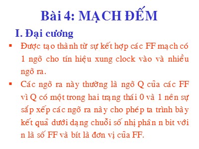 Bài giảng Kỹ thuật số - Bài 4: Mạch đếm