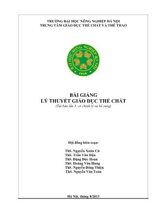 Bài giảng Lý thuyết giáo dục thể chất - Phần 1 - Nguyễn Xuân Cừ