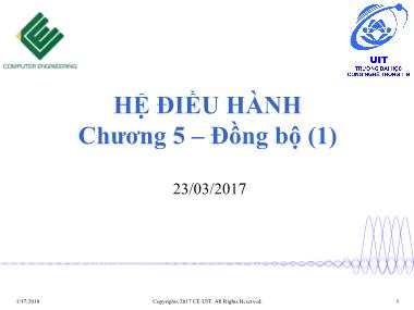Bài giảng môn Hệ điều hành - Chương 5: Đồng bộ (Phần 1)