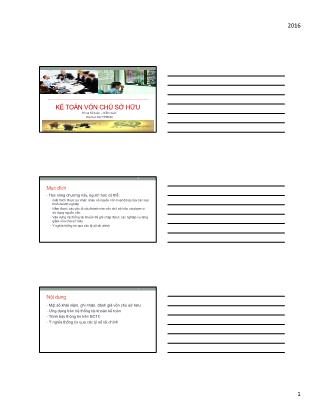 Bài giảng môn Kế toán tài chính - Chương 6: Kế toán vốn chủ sở hữu