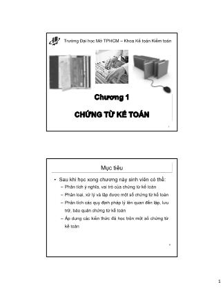 Bài giảng môn Nguyên lý kế toán - Chương 1: Chứng từ kế toán