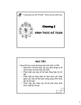 Bài giảng môn Nguyên lý kế toán - Chương 2: Hình thức kế toán