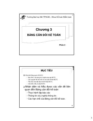 Bài giảng môn Nguyên lý kế toán - Chương 3: Bảng cân đối kế toán (Phần 2)