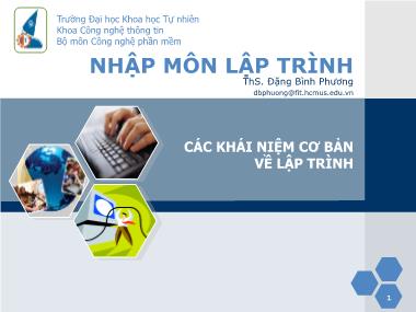 Bài giảng môn Nhập môn lập trình - Chương 5: Các khái niệm cơ bản về lập trình - Đặng Bình Phương