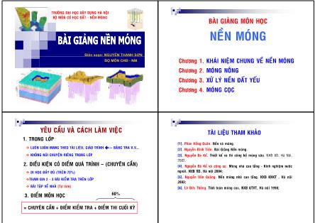 Bài giảng Nền móng - Phần 1 - Nguyễn Thanh Sơn