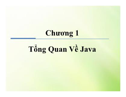 Bài giảng Ngôn ngữ lập trình Java - Chương 1: Tổng quan về Java
