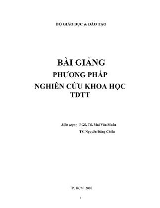 Bài giảng Phương pháp nghiên cứu khoa học thể dục thể thao (Phần 1)