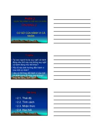 Bài giảng Quản trị hành vi tổ chức - Chương 2: Cơ sở của hành vi cá nhân
