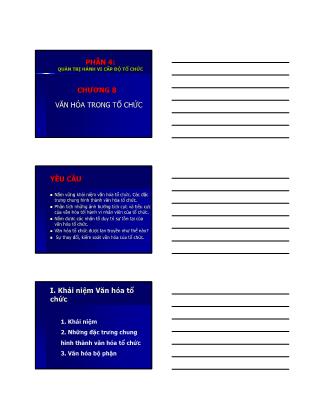 Bài giảng Quản trị hành vi tổ chức - Chương 8: Văn hóa trong tổ chức
