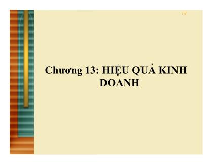 Bài giảng Quản trị kinh doanh - Chương 13: Hiệu quả kinh doanh