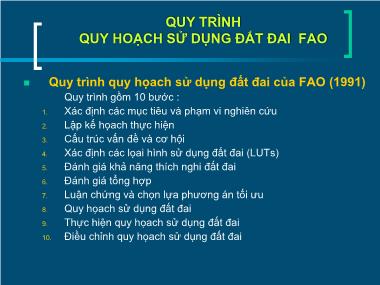 Bài giảng Quy trình quy hoạch sử dụng đất đai FAO