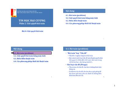 Bài giảng Tin học đại cương - Bài 4: Giải quyết bài toán