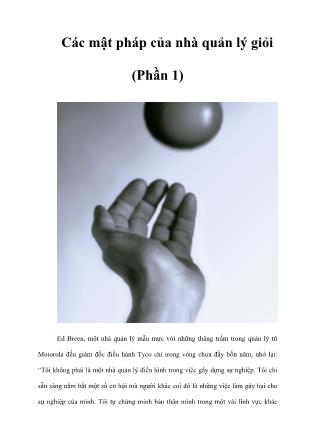 Các mật pháp của nhà quản lý giỏi (Phần 1)