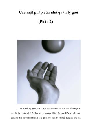 Các mật pháp của nhà quản lý giỏi (Phần 2)