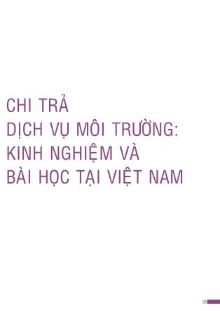 Chi trả dịch vụ môi trường: Kinh nghiệm và bài học tại Việt Nam