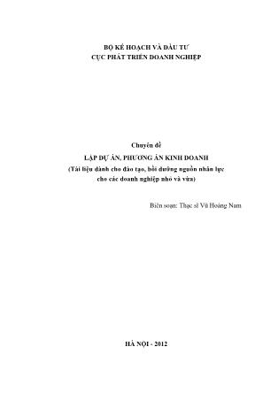 Chuyên đề Lập dự án, phương án kinh doanh