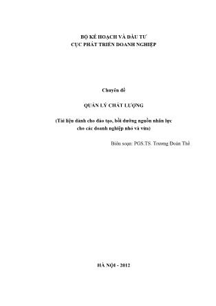 Chuyên đề Quản lý chất lượng - Trương Đoàn Thể
