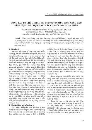 Công tác tổ chức khấu mở luồng với mục đích nâng cao sản lượng lò chợ khai thác cơ giới hóa toàn phần