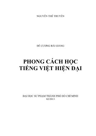 Đề cương bài giảng Phong cách học tiếng Việt hiện đại (Phần 1)