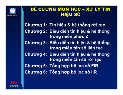 Đề cương Xử lý tín hiệu số - Chương 1: Tín hiệu và hệ thống rời rạc