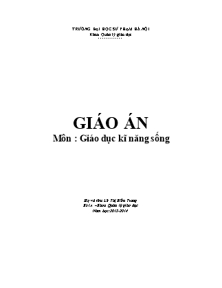 Giáo án Giáo dục kĩ năng sống - Lê Thị Kiều Trang