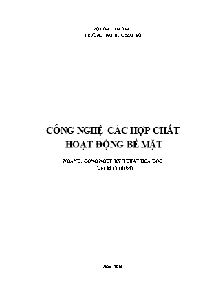 Giáo trình Công nghệ các hợp chất hoạt động bề mặt