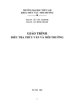 Giáo trình Điều tra thủy văn và môi trường