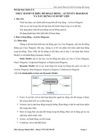 Giáo trình Thực hành Phân tích thiết kế hướng đối tượng - Bài thực hành 4: Thực hành về biểu đồ hoạt động - Activity Diagram và xây dựng cơ sở dữ liệu