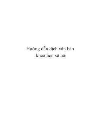 Hướng dẫn dịch văn bản khoa học xã hội