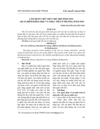 Làm quen chữ viết cho trẻ mầm non – Quan điểm khoa học và thực tiễn ở trường mầm non