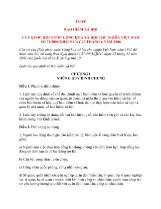 Luật Bảo hiểm xã hội của Quốc hội nước Cộng hoà Xã hội Chủ nghĩa Việt Nam số 71/2006/QH11 ngày 29 tháng 6 năm 2006