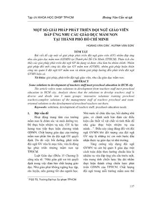 Một số giải pháp phát triển đội ngũ giáo viên đáp ứng nhu cầu giáo dục mầm non tại thành phố Hồ Chí Minh