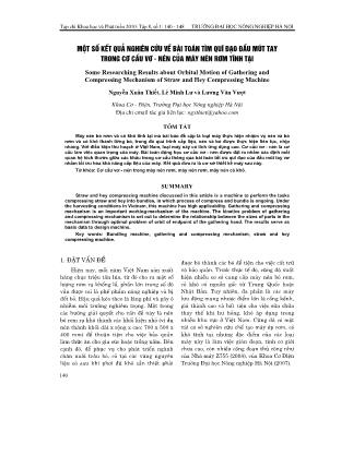 Một số kết quả nghiên cứu về bài toán tìm quĩ đạo đầu mút tay trong cơ cấu vơ - Nén của máy nén rơm tĩnh tại