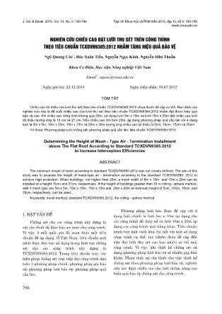 Nghiên cứu chiều cao đặt lưới thu sét trên công trình theo tiêu chuẩn TCXDVN9385:2012 nhằm tăng hiệu quả bảo vệ