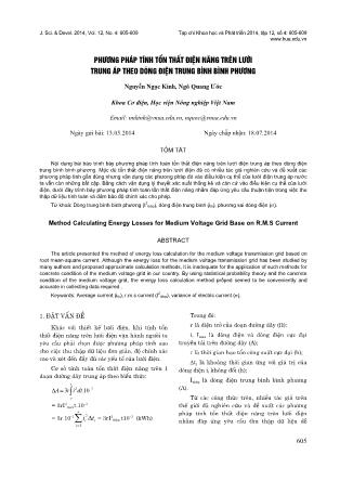 Phương pháp tính tổn thất điện năng trên lưới trung áp theo dòng điện trung bình bình phương