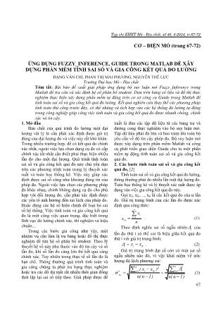Ứng dụng Fuzzy - Inference, Guide trong Matlab để xây dựng phần mềm tính sai số và gia công kết quả đo lường